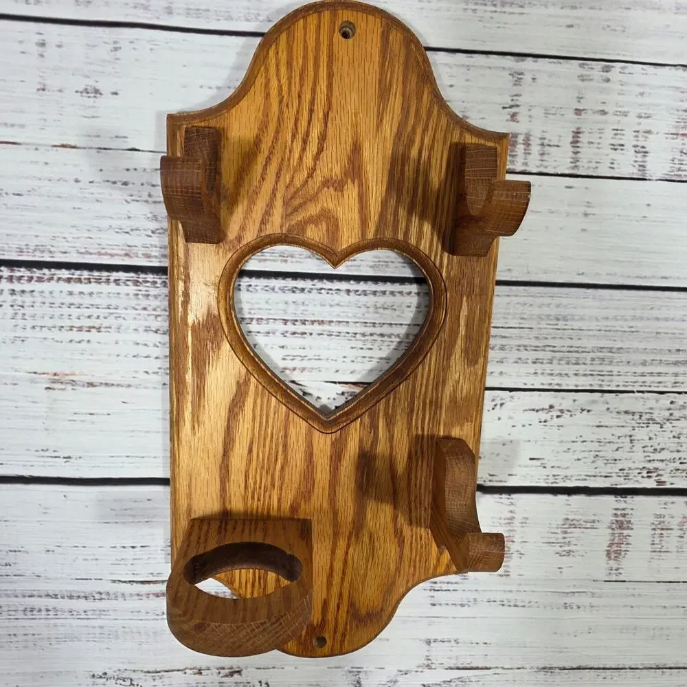 VTG Wooden Heart Hanging Wall Decor & Candle Holder/Rack